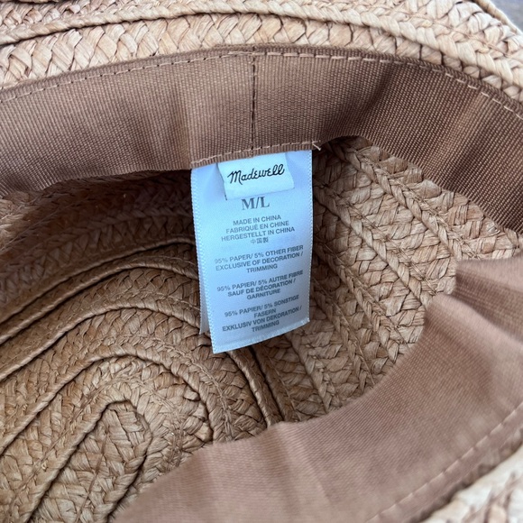 Madewell Packable Stylish Tan Straw Hat with White Band - Picture 4 of 4